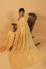 Light Mustard kota saree with tapechi and phanda embroidery - Blouse included with lining - Image 4