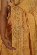 Light Mustard kota saree with tapechi and phanda embroidery - Blouse included with lining