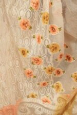 White Kota saree with orange shading with embroidered border and java lining - Image 5