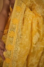 Light Yellow Kota embroidered saree with applique work and 1.5 metre Blouse - Image 3