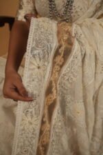 Pongal special collection in white with zardozi work on pallu and golden tissue border - Image 2