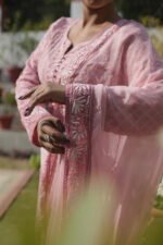 Pink Cotton Anarkali with Handmade Embroidery | Breathable Ethnic Wear - Image 7