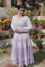 Lilac hand embroidered Anarkali Set of 4 - Image 2