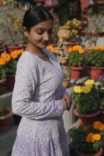 Lilac hand embroidered Anarkali Set of 4 - Image 5