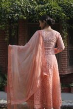 Peach Anarkali | Elegant Ethnic Wear | Handmade Chikankari - Image 2