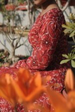Red Anarkali with Black Thread Work | Ethnic Wear | Georgette - Image 3