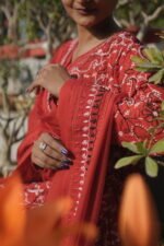 Red Anarkali with Black Thread Work | Ethnic Wear | Georgette - Image 4