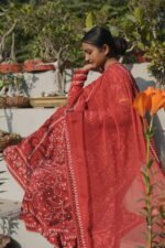 Red Anarkali with Black Thread Work | Ethnic Wear | Georgette - Image 5