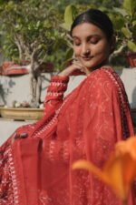 Red Anarkali with Black Thread Work | Ethnic Wear | Georgette - Image 6