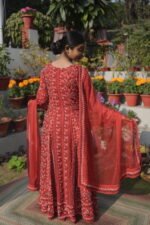 Red Anarkali with Black Thread Work | Ethnic Wear | Georgette - Image 7