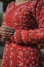 Red Anarkali with Black Thread Work | Ethnic Wear | Georgette - Image 2