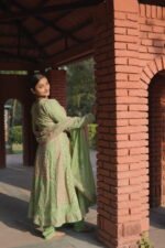 Light Green Cotton Voil Anarkali | Handcrafted Ethnic Wear - Image 2