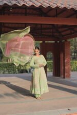 Light Green Cotton Voil Anarkali | Handcrafted Ethnic Wear - Image 4