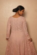 Baby Pink Cotton Anarkali with Handmade Embroidery | Ethnic Wear - Image 4