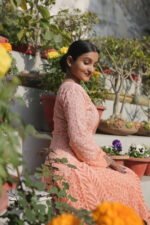Peach Anarkali | Elegant Ethnic Wear | Handmade Chikankari