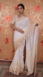 Lime shaded Kota Pongal saree with Zari Border