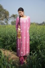 Royal Pink Chikankari Embroidered Suit Set - Image 4
