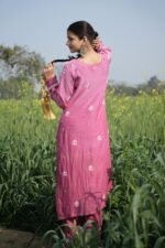 Royal Pink Chikankari Embroidered Suit Set - Image 5