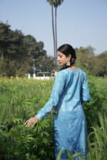 Blue Chikankari Suit Set with Beadwork - Image 3