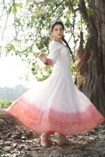 White Red Chikankari Suit Set with Beadwork - Image 3