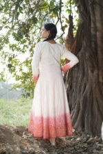White Red Chikankari Suit Set with Beadwork - Image 5