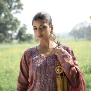 Rust Brown Chikankari Embroidered Suit Set