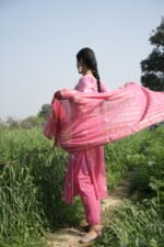 Bright Pink Chikankari Suit Set with Beadwork - Image 3