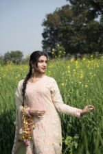 Beige Chikankari Embroidered Suit Set