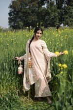 Beige Chikankari Embroidered Suit Set - Image 3