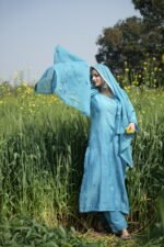 Blue Chikankari Hand Embroidered Suit Set - Image 2