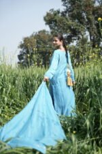 Blue Chikankari Hand Embroidered Suit Set - Image 6