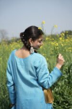 Blue Chikankari Hand Embroidered Suit Set - Image 3