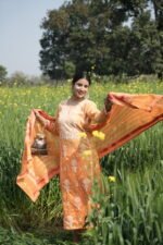 Orange Chikankari Suit Set with Beadwork - Image 4