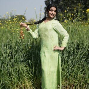 Light Green Chikankari Suit Set with Beadwork