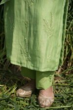 Light Green Chikankari Suit Set with Beadwork - Image 7