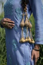 Blue Chikankari Embroidered Suit Set - Image 5