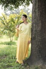 Lime Yellow Chikankari Suit Set with Beadwork - Image 2