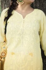 Lime Yellow Chikankari Suit Set with Beadwork