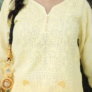 Lime Yellow Chikankari Suit Set with Beadwork