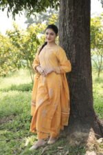 Mustard Yellow Chikankari Embroidered Suit Set - Image 2