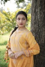 Mustard Yellow Chikankari Embroidered Suit Set