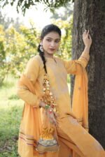 Mustard Yellow Chikankari Embroidered Suit Set - Image 6