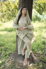 Sage Green Chikankari Suit Set with Beadwork - Image 5