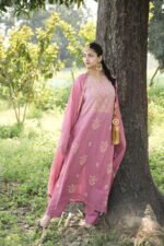Shaded Pink Chikankari Embroidered Suit Set