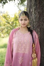 Shaded Pink Chikankari Embroidered Suit Set - Image 2