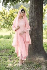 Pastel Pink Chikankari Embroidered Suit Set - Image 3