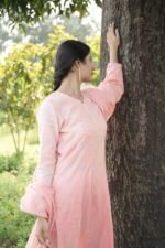Pastel Pink Chikankari Embroidered Suit Set - Image 5