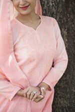 Pastel Pink Chikankari Embroidered Suit Set