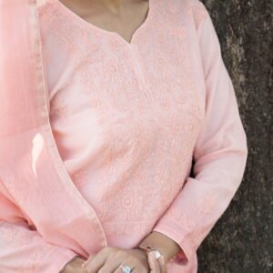 Pastel Pink Chikankari Embroidered Suit Set