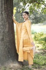 Mustard Yellow Chikankari Suit Set with Beadwork - Image 3